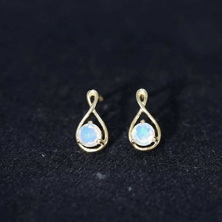 Ethiopian Opal Earrings – AAA Quality Rainbow Opal Studs | Infinity Symbol Jewelry