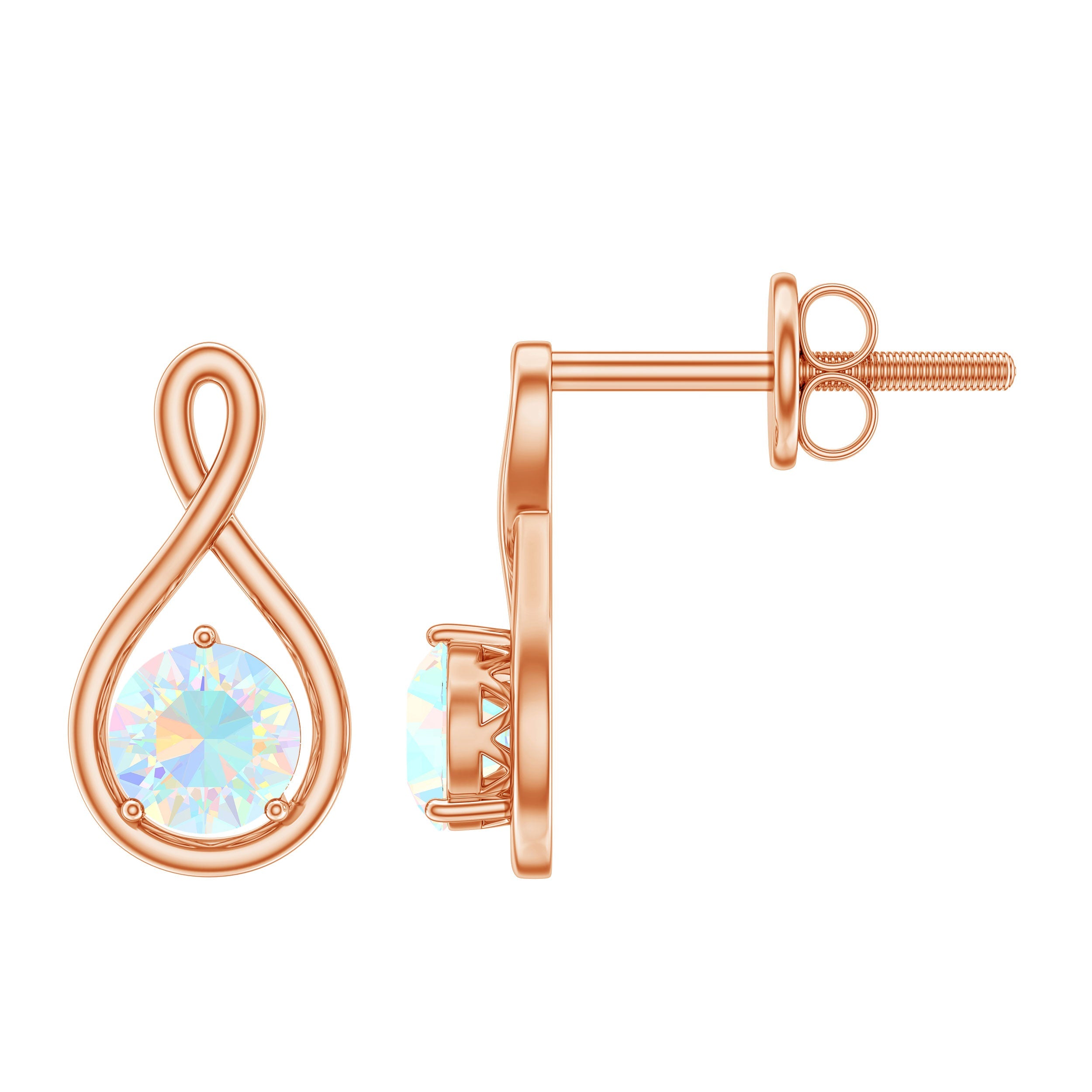 Ethiopian Opal Earrings – AAA Quality Rainbow Opal Studs | Infinity Symbol Jewelry