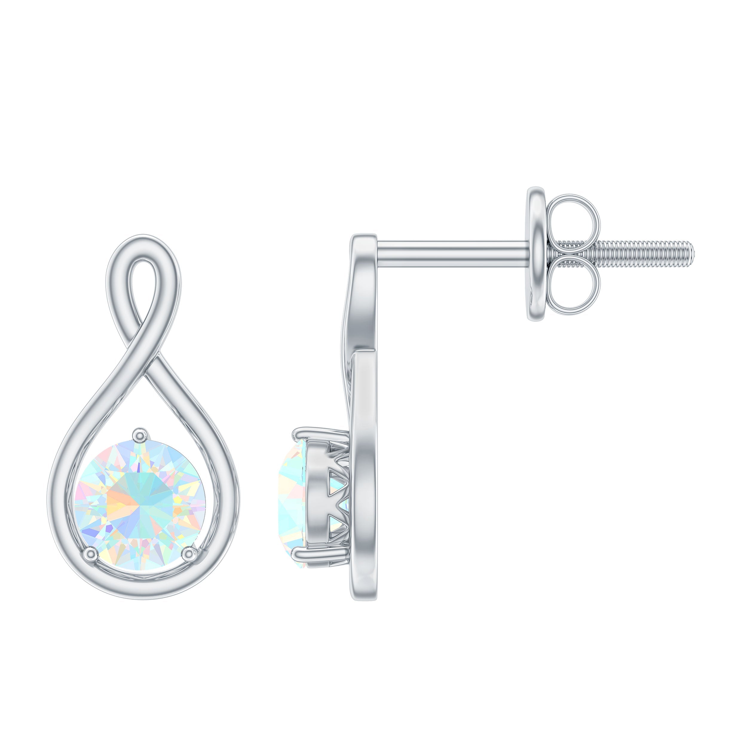 Ethiopian Opal Earrings – AAA Quality Rainbow Opal Studs | Infinity Symbol Jewelry