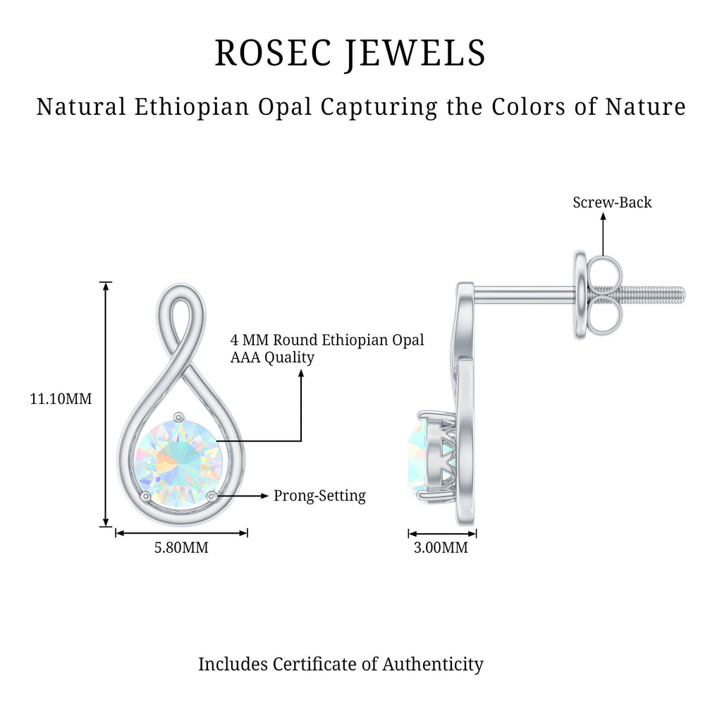Ethiopian Opal Earrings – AAA Quality Rainbow Opal Studs | Infinity Symbol Jewelry