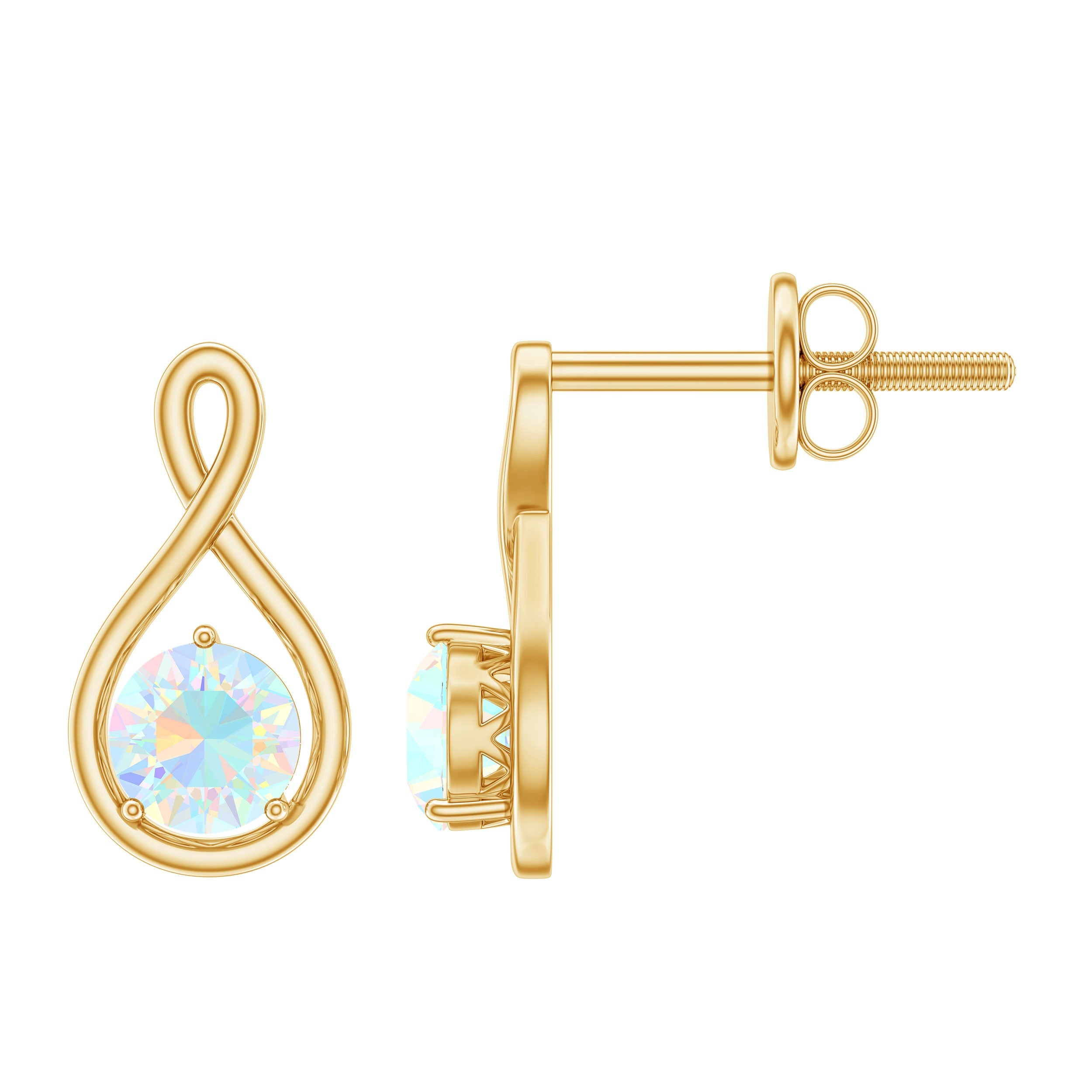 Ethiopian Opal Earrings – AAA Quality Rainbow Opal Studs | Infinity Symbol Jewelry