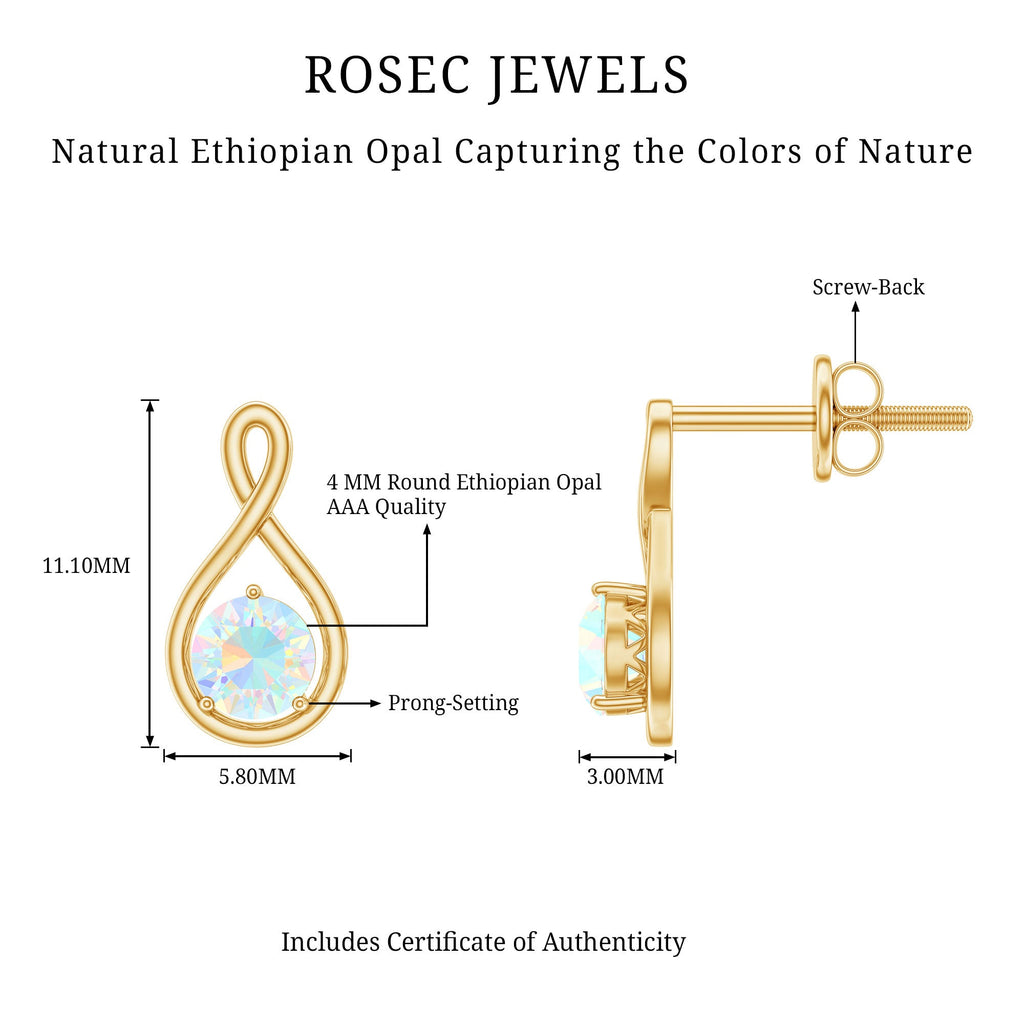 Ethiopian Opal Earrings – AAA Quality Rainbow Opal Studs | Infinity Symbol Jewelry