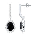 Black Onyx and Moissanite Bridal Teardrop Earrings