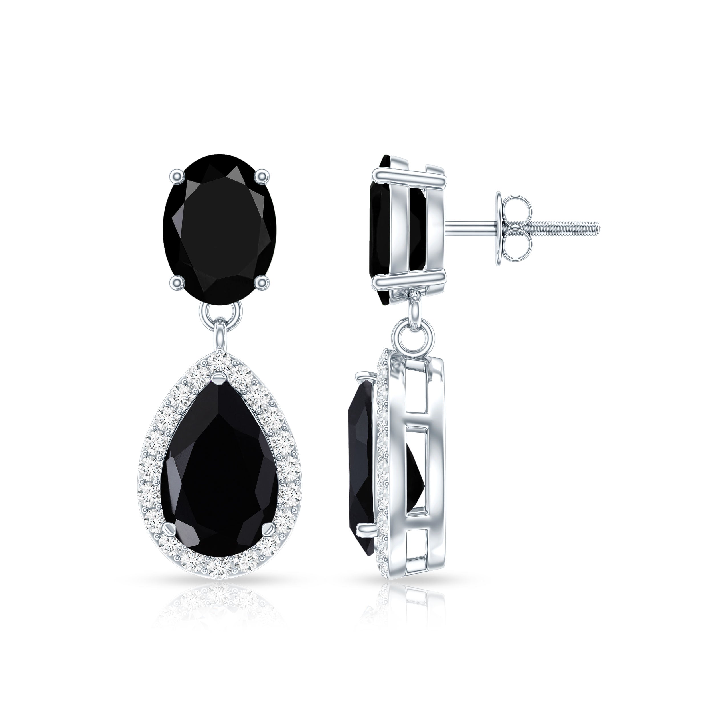 Black Onyx Earrings – Diamond Dangle Drop Earrings for Women | Rosec Jewels