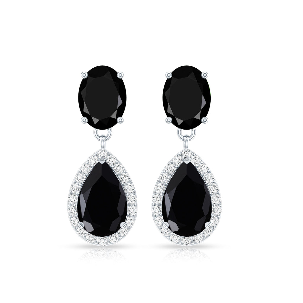 Black Onyx Earrings – Diamond Dangle Drop Earrings for Women | Rosec Jewels