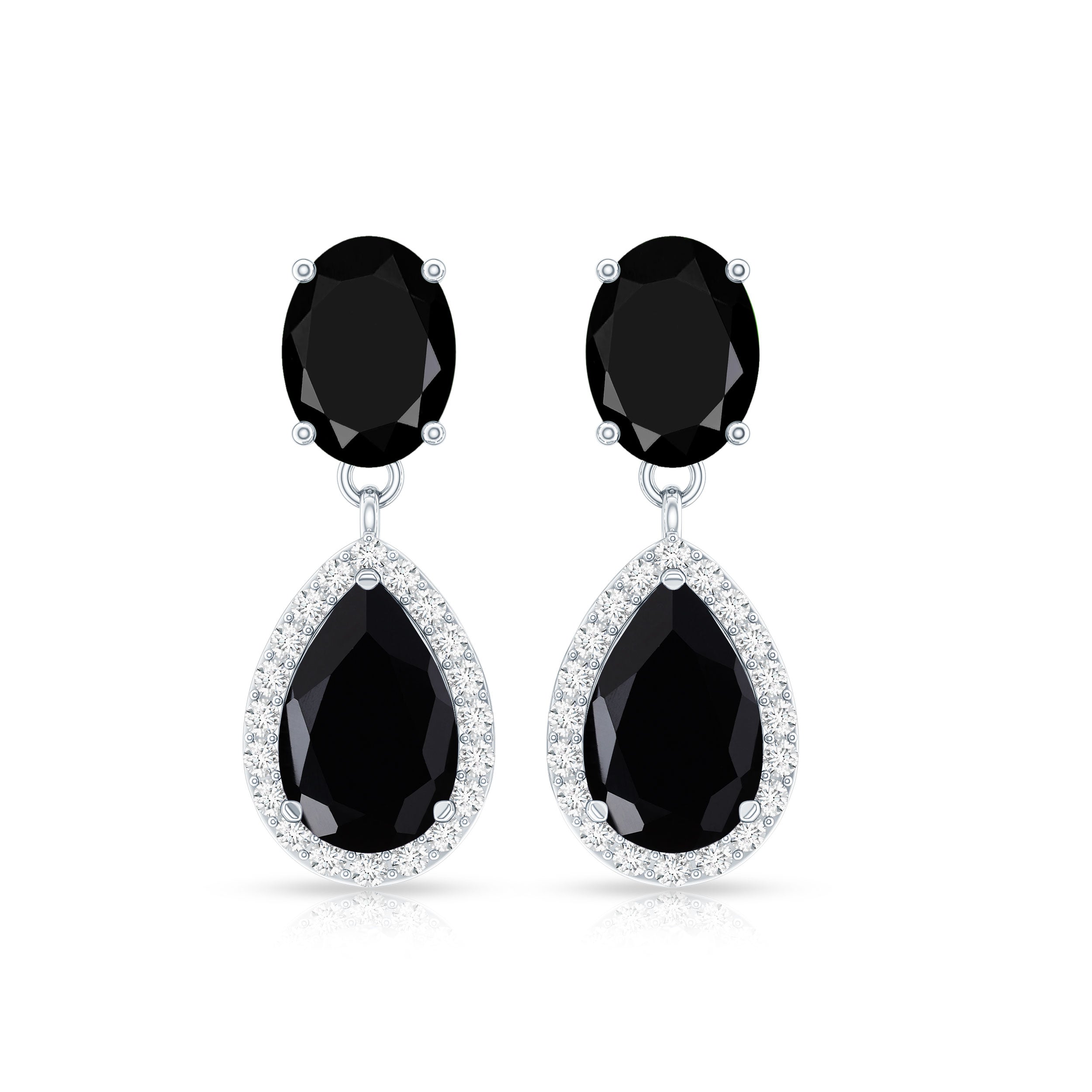 Black Onyx Earrings – Diamond Dangle Drop Earrings for Women | Rosec Jewels