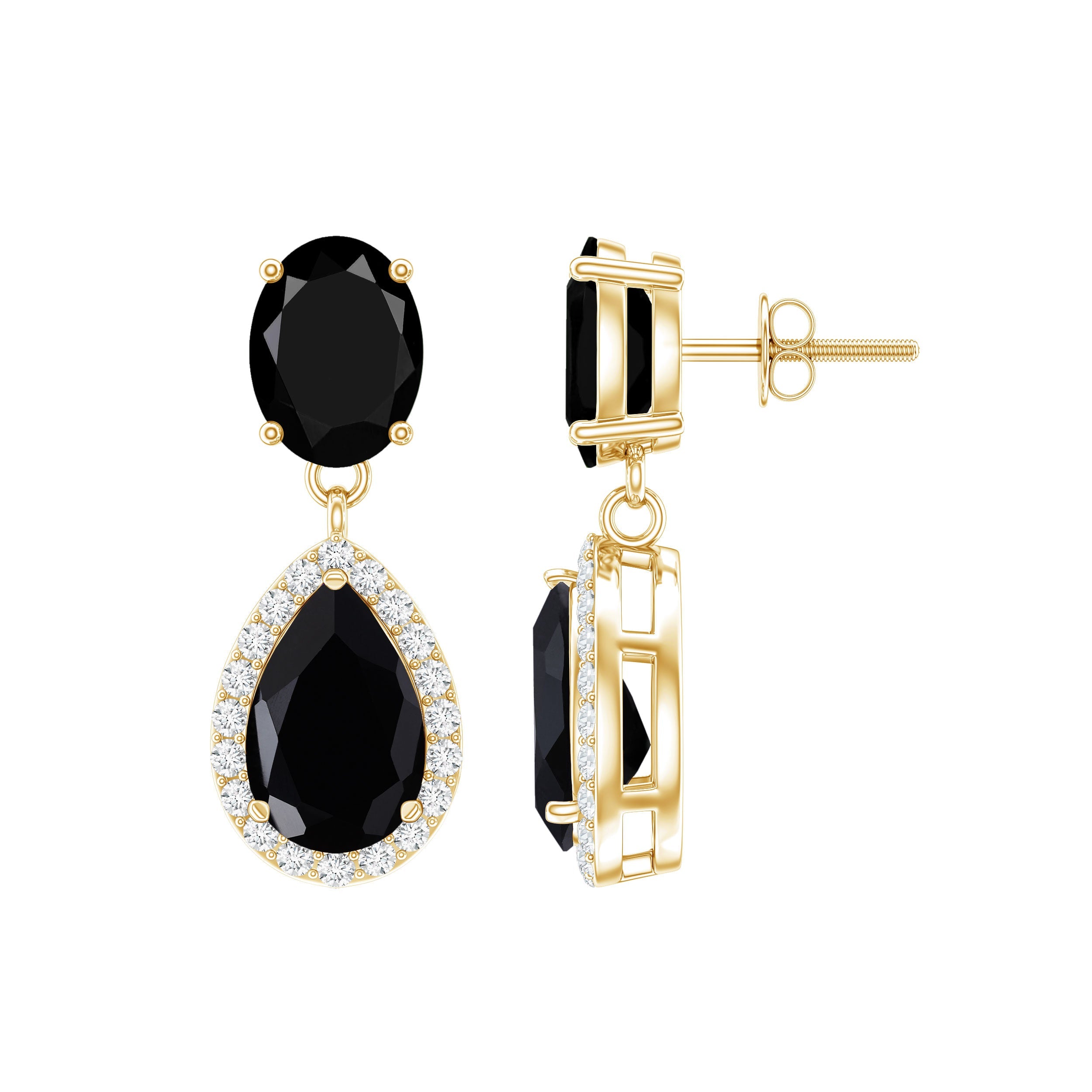 Black Onyx Earrings – Diamond Dangle Drop Earrings for Women | Rosec Jewels