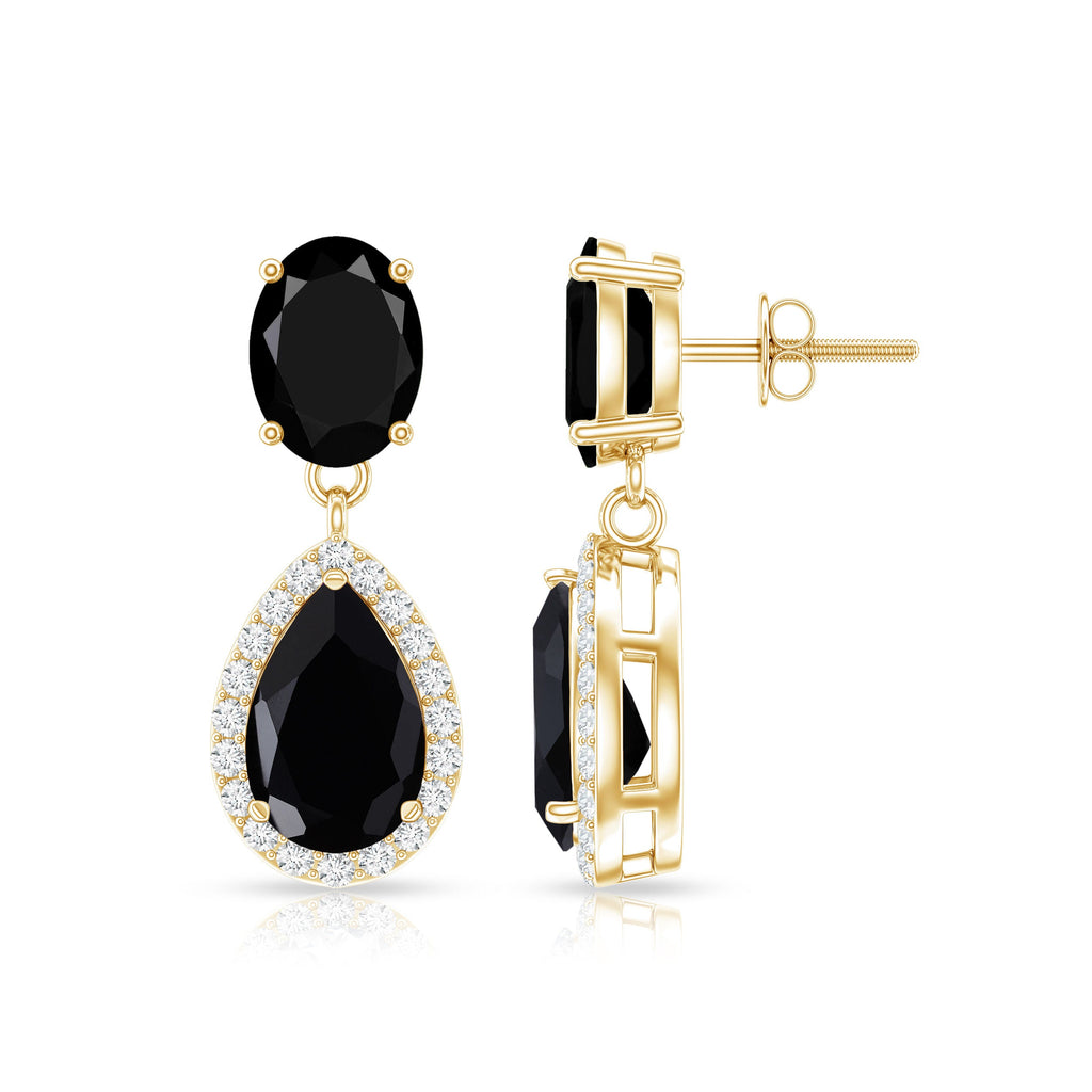 Black Onyx Earrings – Diamond Dangle Drop Earrings for Women | Rosec Jewels