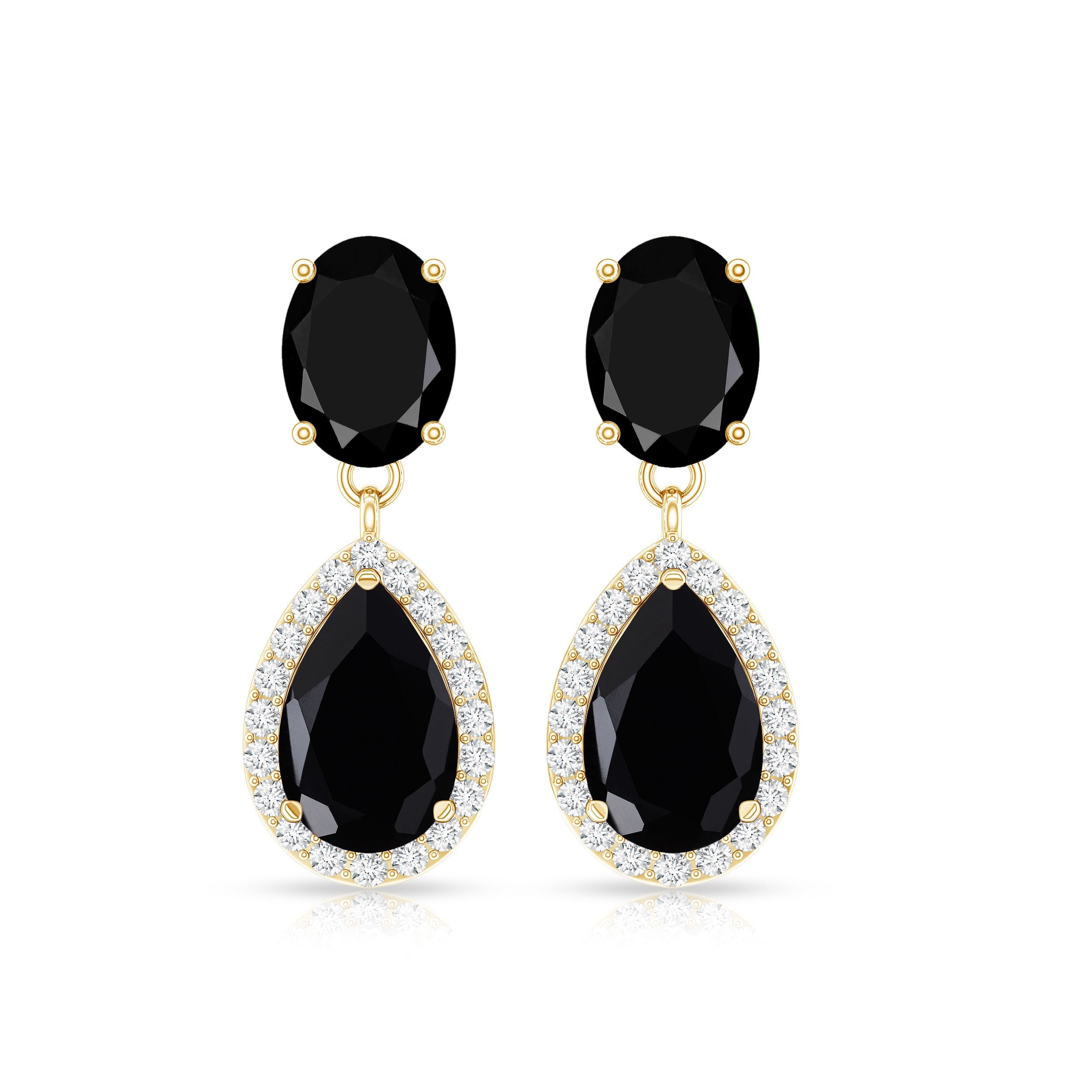 Black Onyx Earrings – Diamond Dangle Drop Earrings for Women | Rosec Jewels