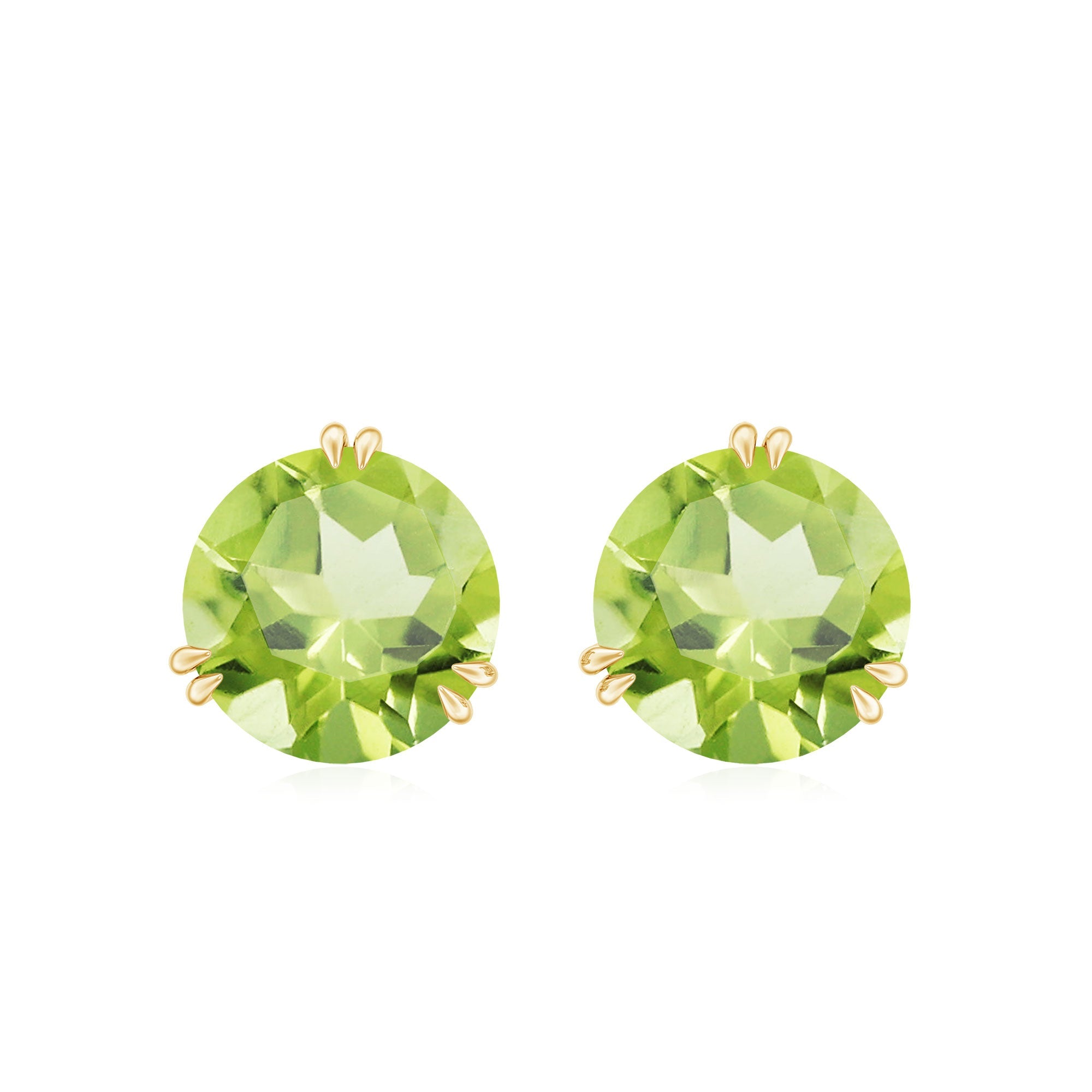 Peridot Stud Earrings – AAA Grade 4 Carat Round Cut Green Gemstone Jewelry