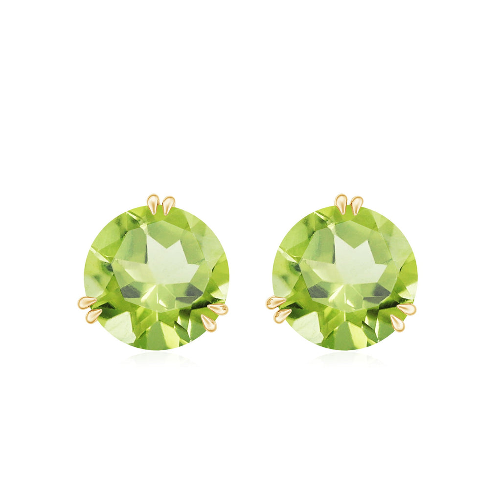 Peridot Stud Earrings – AAA Grade 4 Carat Round Cut Green Gemstone Jewelry