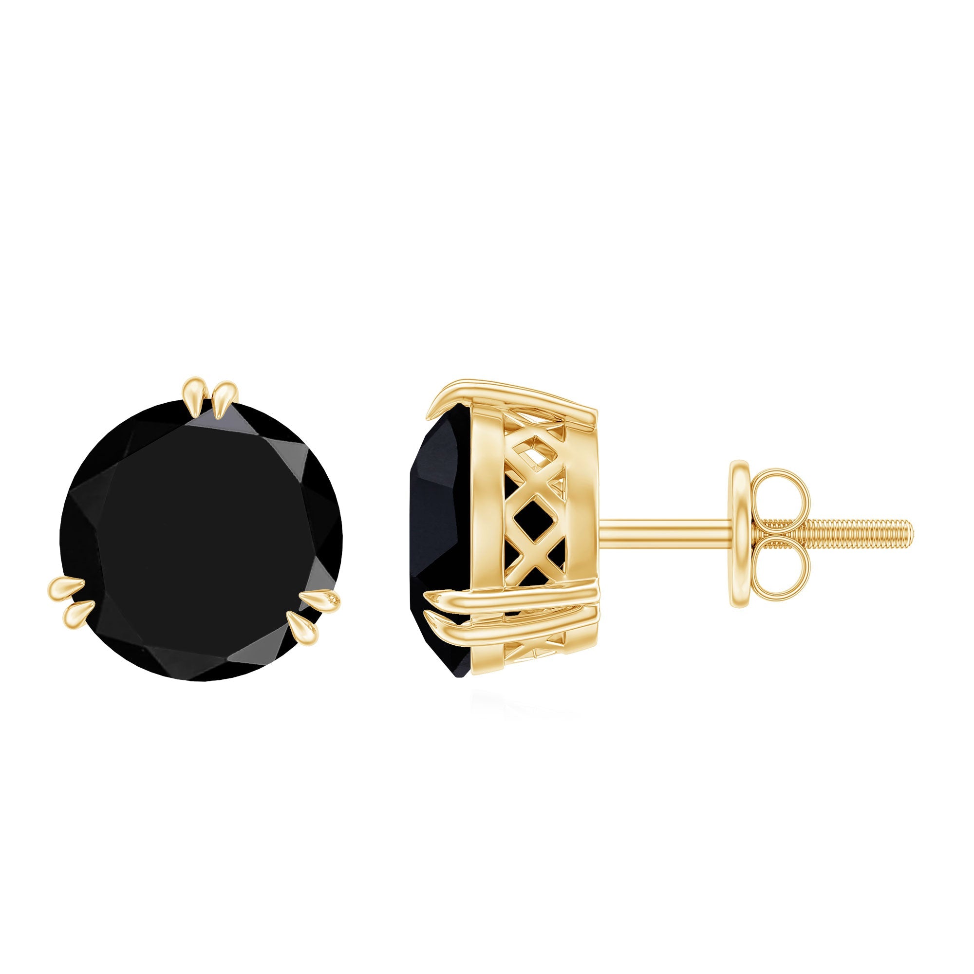 Real Black Onyx December Birthstone Earrings with Screw Back
