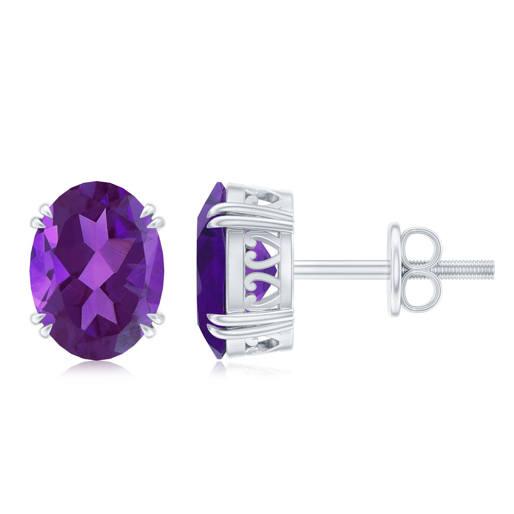 2.2 Carat Oval Cut Amethyst Solitaire Stud Earrings