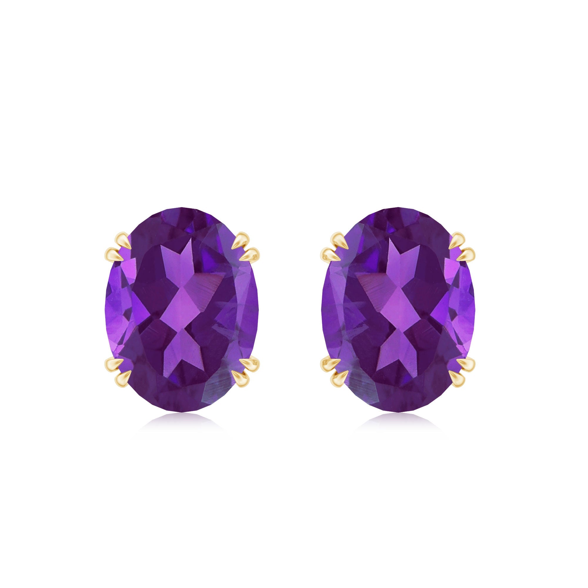 2.2 Carat Oval Cut Amethyst Solitaire Stud Earrings