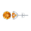 Citrine Stud Earrings – 7mm Round Cut Yellow Gemstone Studs with Screw Back Closure