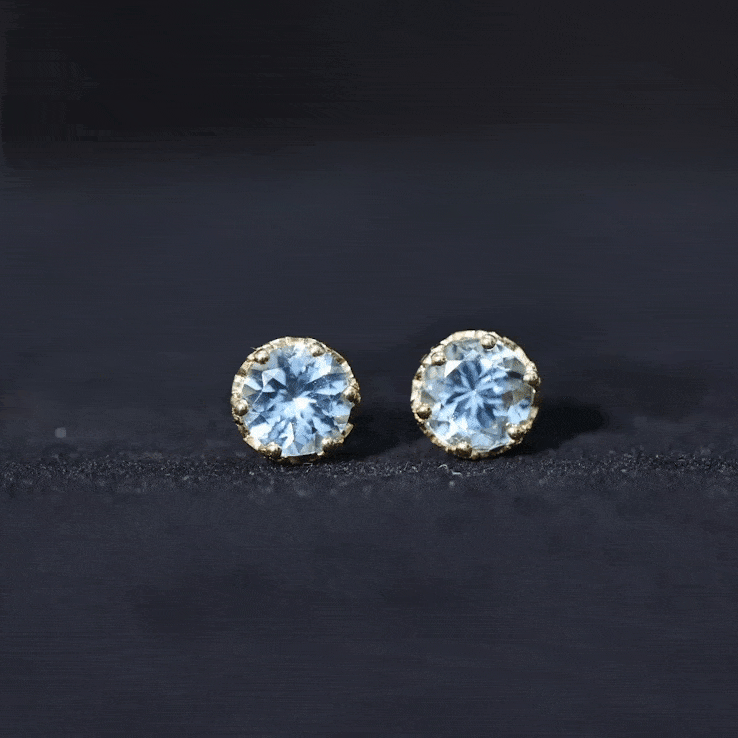 Aquamarine Stud Earrings – 1.6 Carat AAA Grade Blue Gemstone Solitaire Studs