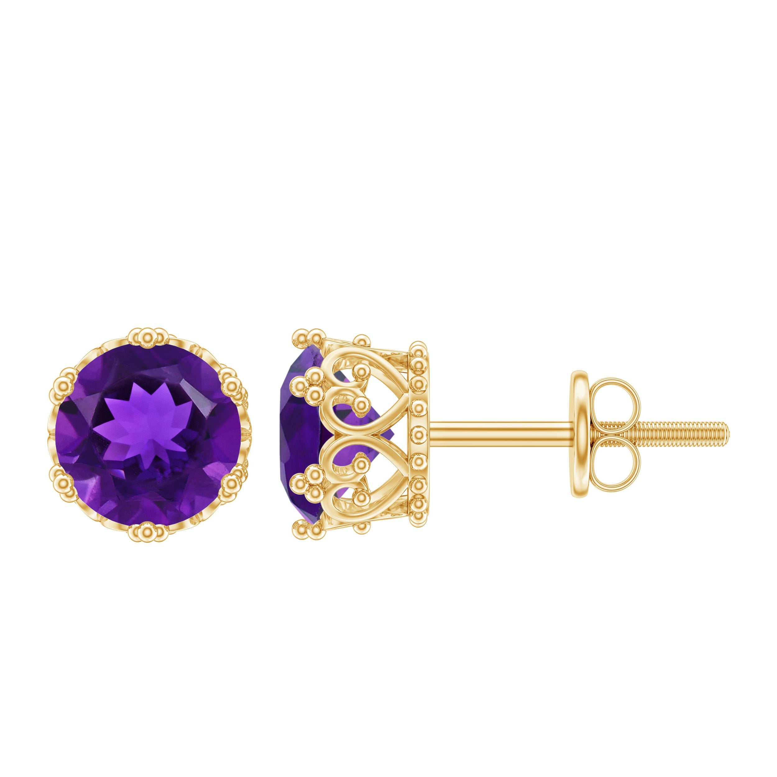 Genuine Amethyst Stud Earrings with Certificate