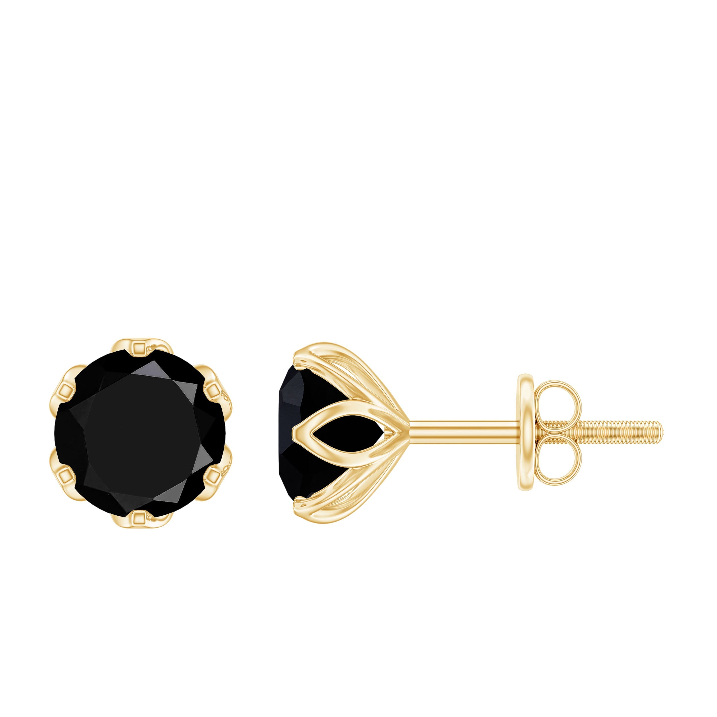 2.4 Carat Round Cut Black Onyx Solitaire Stud Earrings