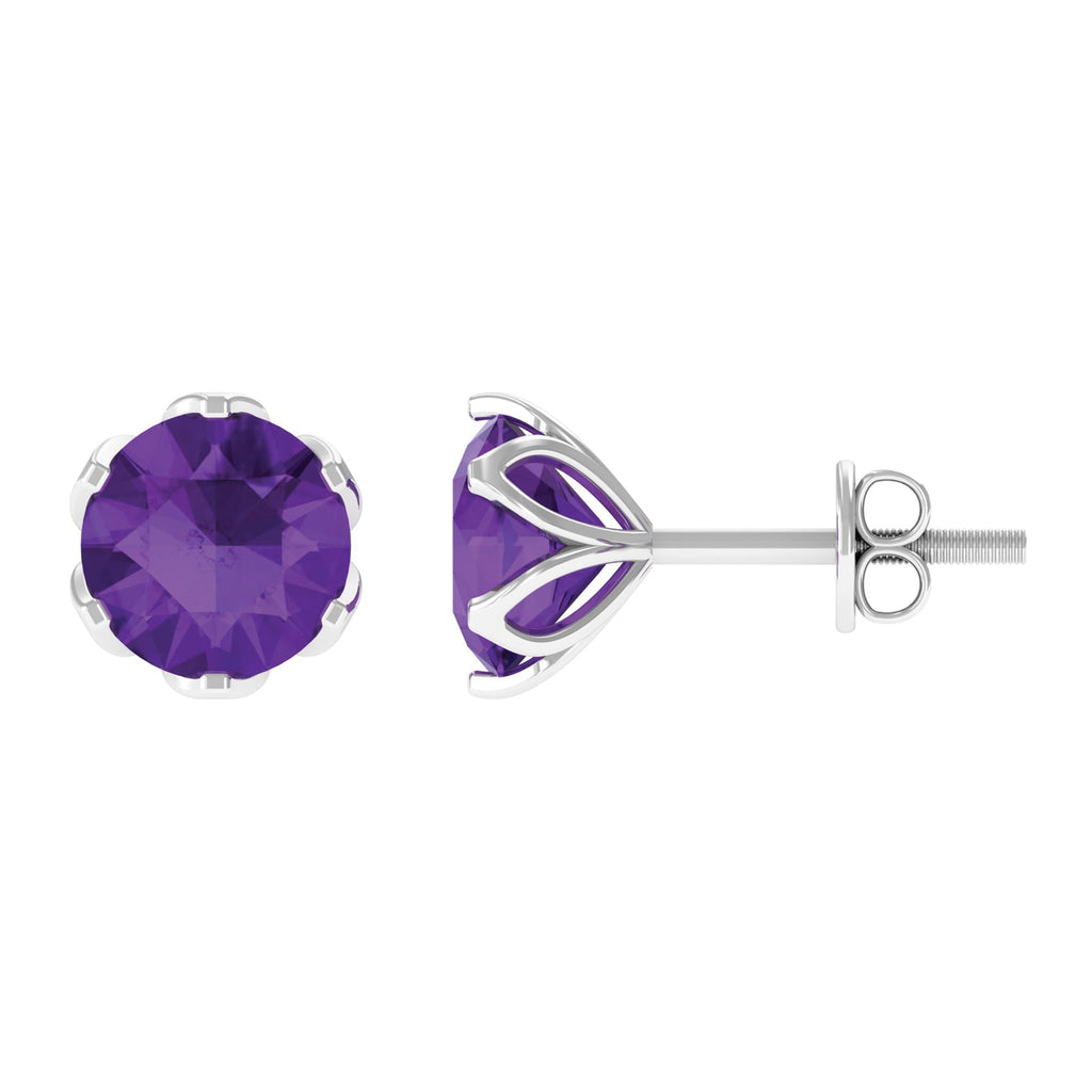 2.4 Carat Amethyst Solitaire Stud Earrings For Women