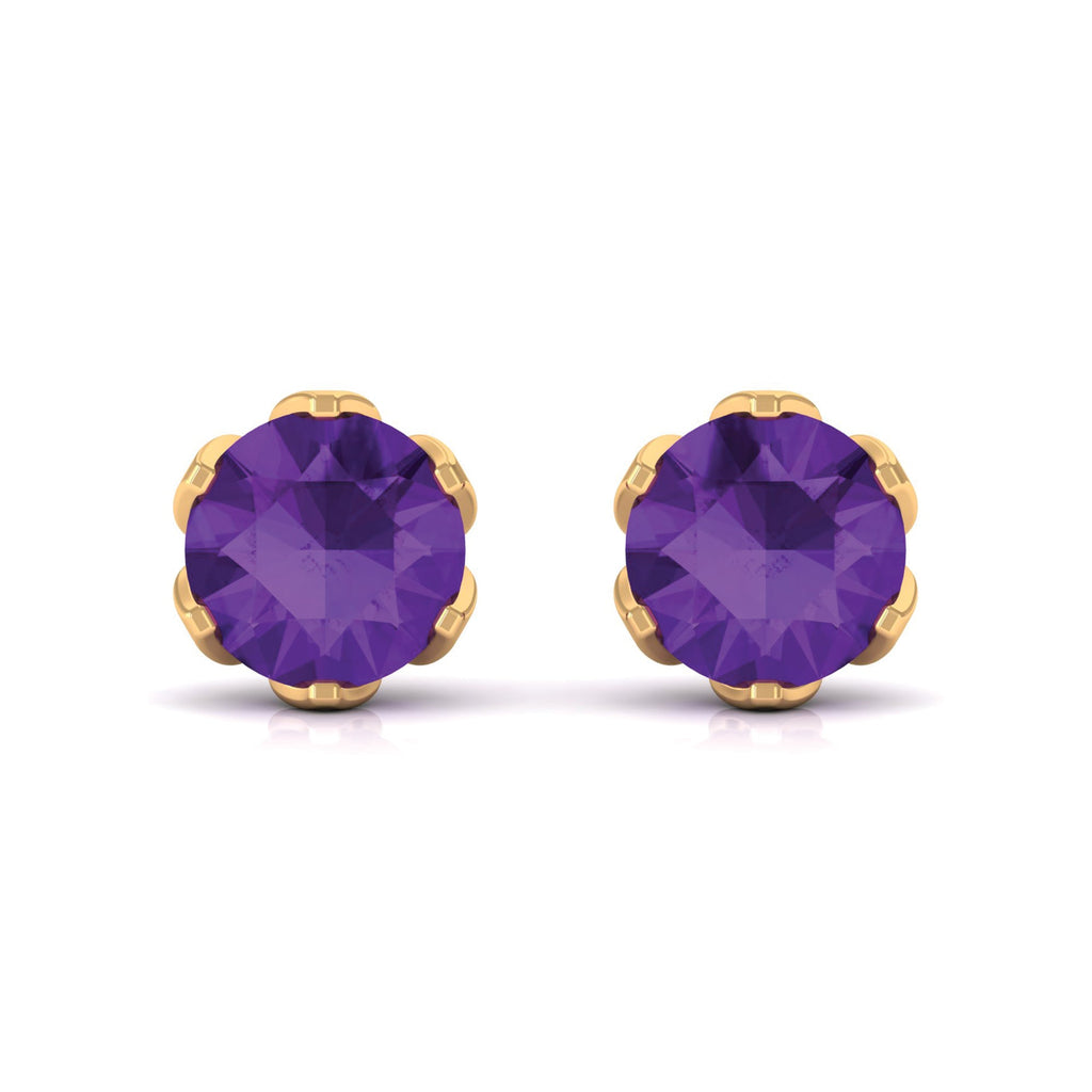 2.4 Carat Amethyst Solitaire Stud Earrings For Women