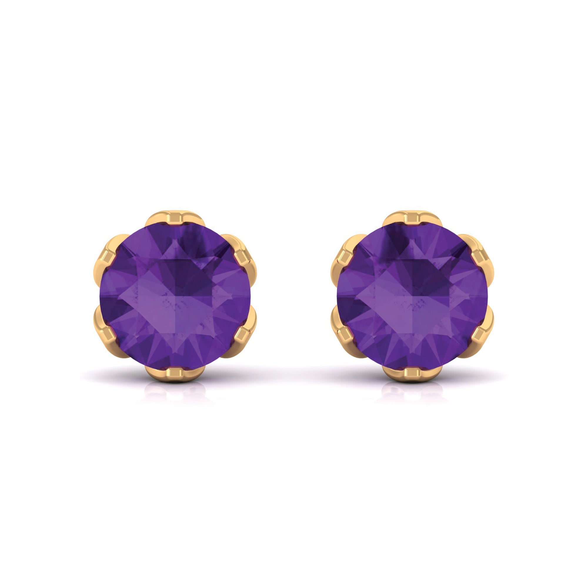 2.4 Carat Amethyst Solitaire Stud Earrings For Women