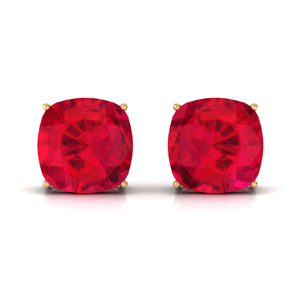 7.6 CT Created Ruby Solitaire Stud Earrings in 4 Prong Setting