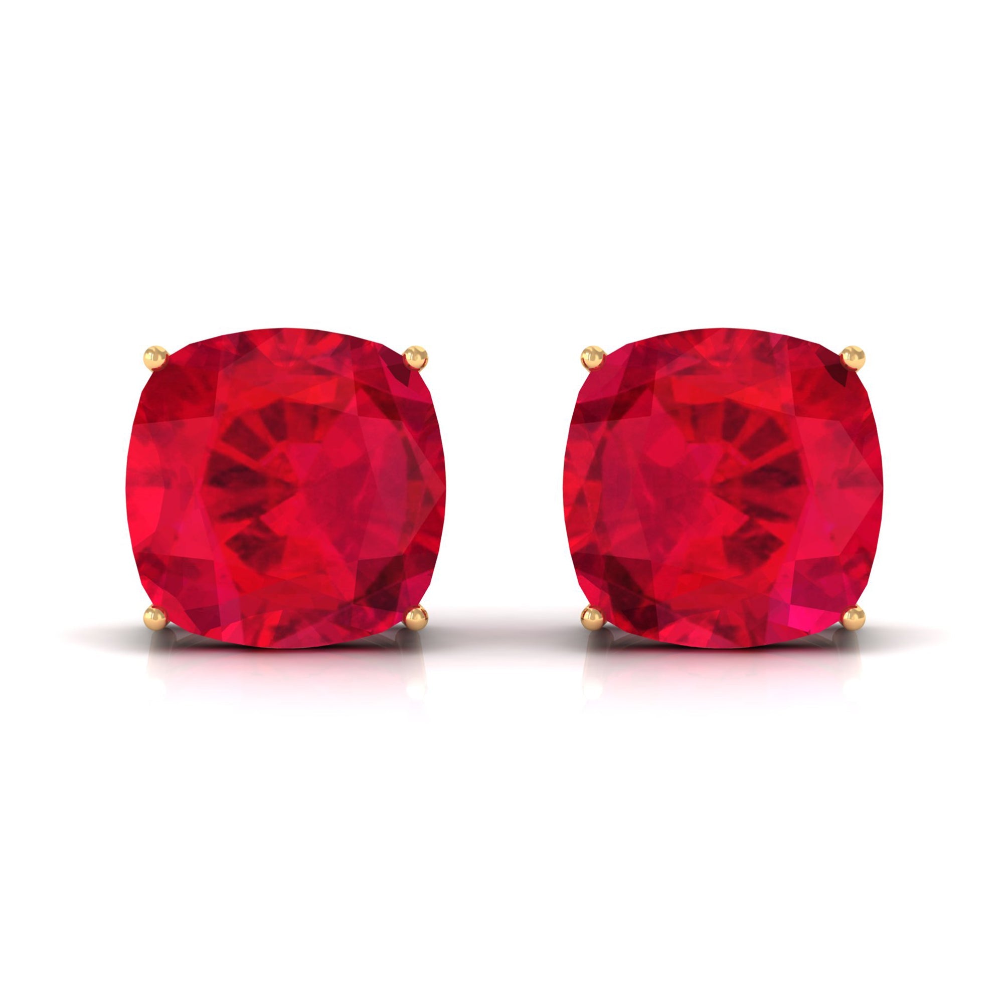 7.6 CT Created Ruby Solitaire Stud Earrings in 4 Prong Setting