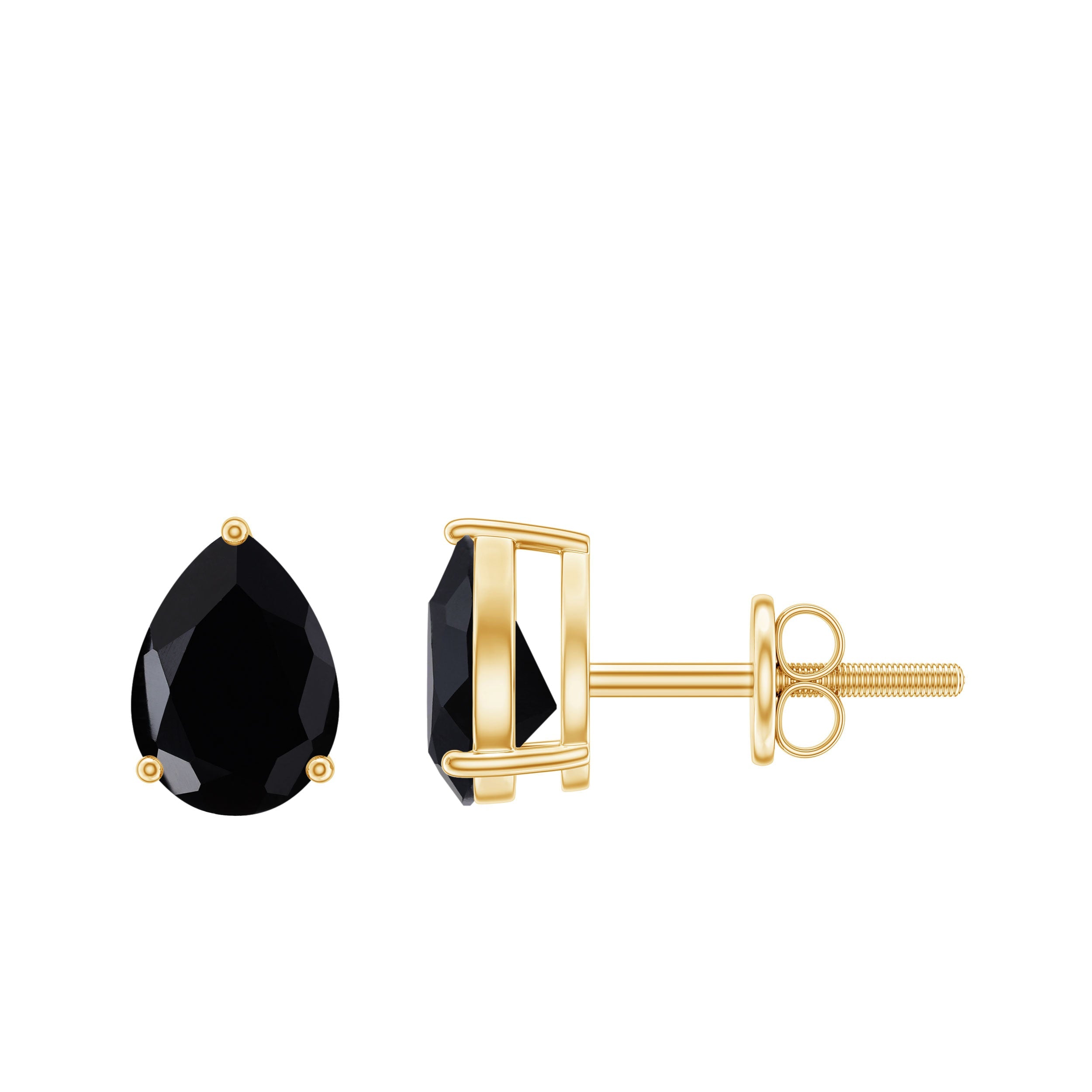 2 Carat Pear Shape Black Onyx Solitaire Stud Earrings