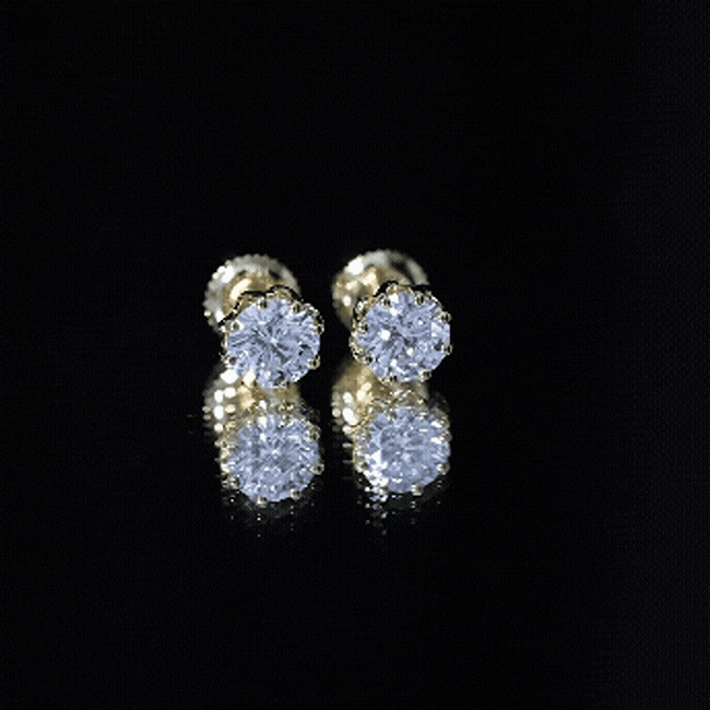 Moissanite Stud Earrings - Certified Brilliant Cut 1.9 Carat Solitaire Round D-VS1