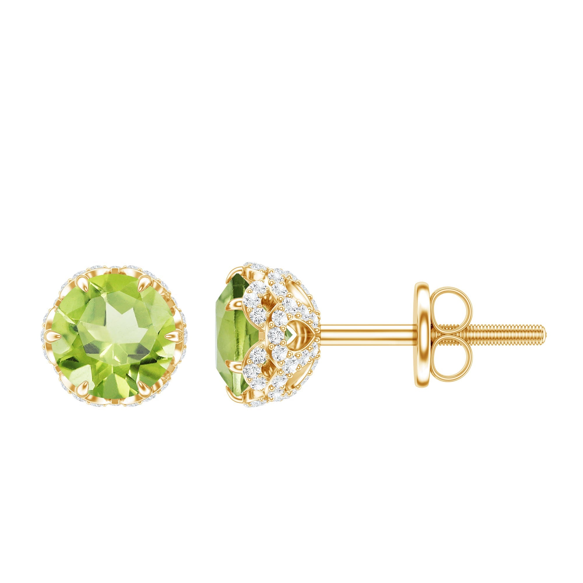 Peridot Stud Earrings – 1 Carat Claw Setting Diamond Studs | Elegant Green Gemstone Jewelry