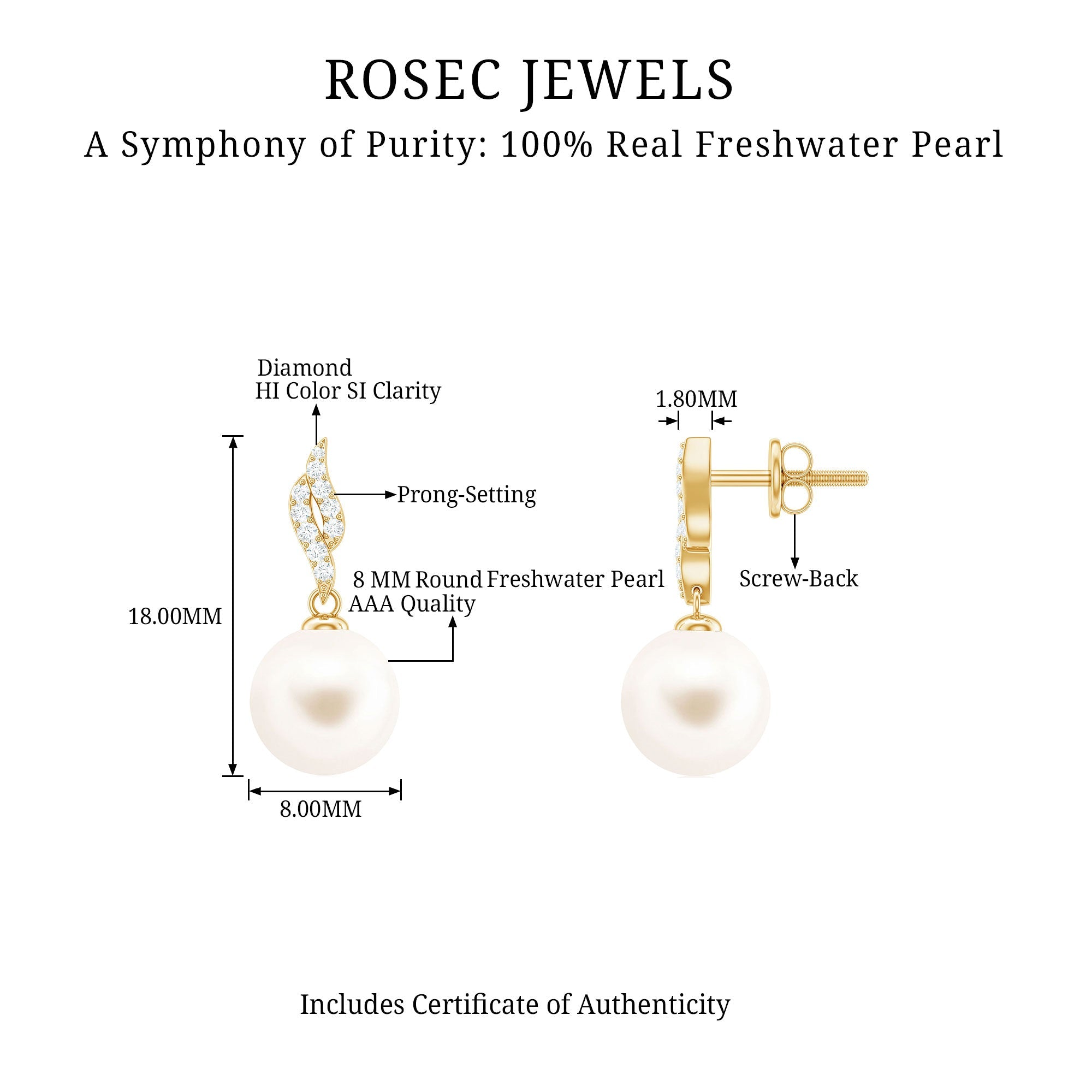 Freshwater Pearl Earrings | Diamond Drop & Classic Cultured Pearl Jewelry Gift