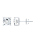 Lab Created Diamond Earrings – 4 MM Princess Cut Square Diamond Studs in 14K White Gold