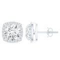 Lab Grown Diamond Earrings – 7 MM Round Cut Halo Studs With Screw Back Design