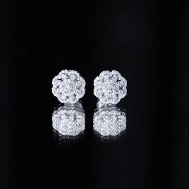 Lab Grown Diamond Earrings – Elegant Floral Bridal Studs with Prong Setting