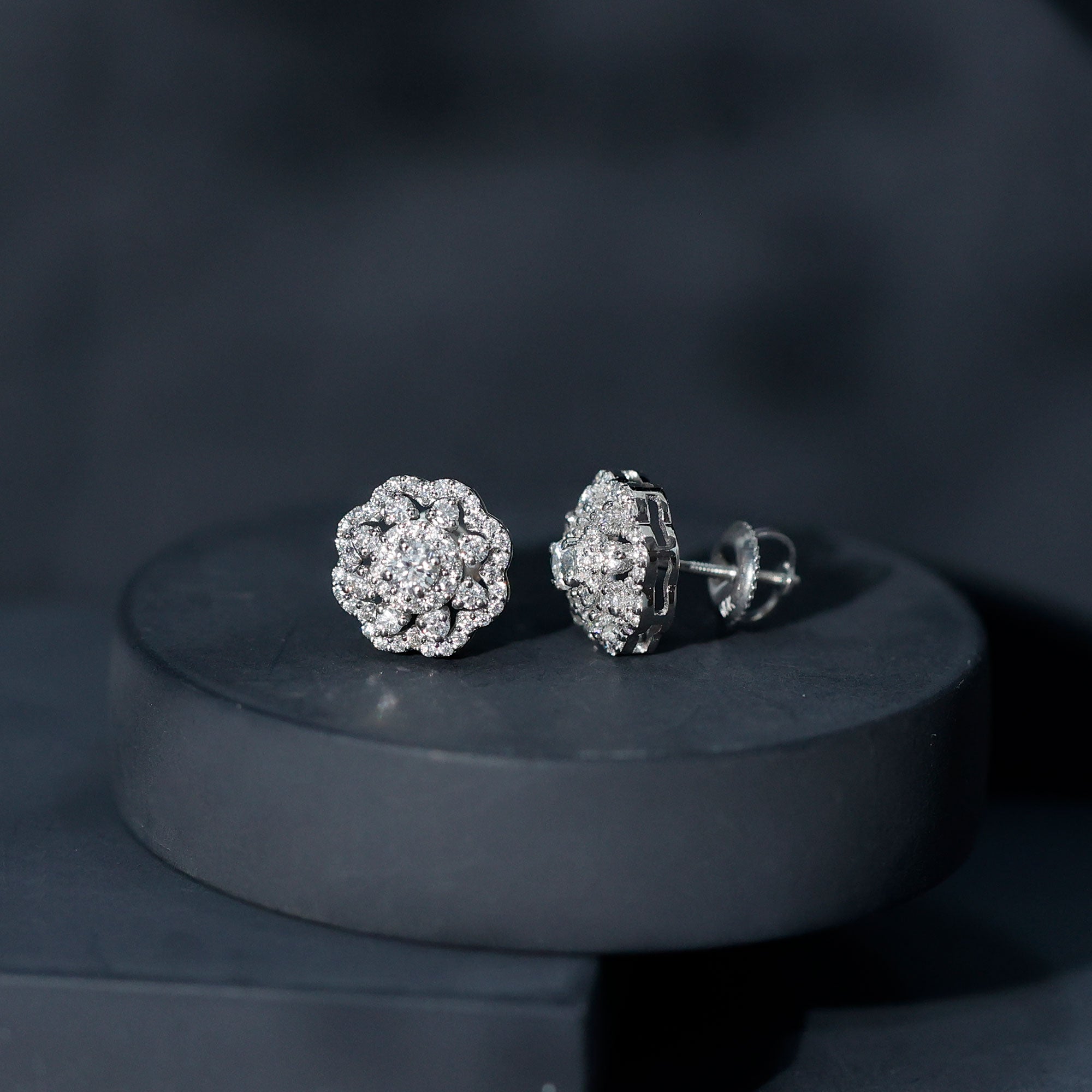 Lab Grown Diamond Earrings – Elegant Floral Bridal Studs with Prong Setting