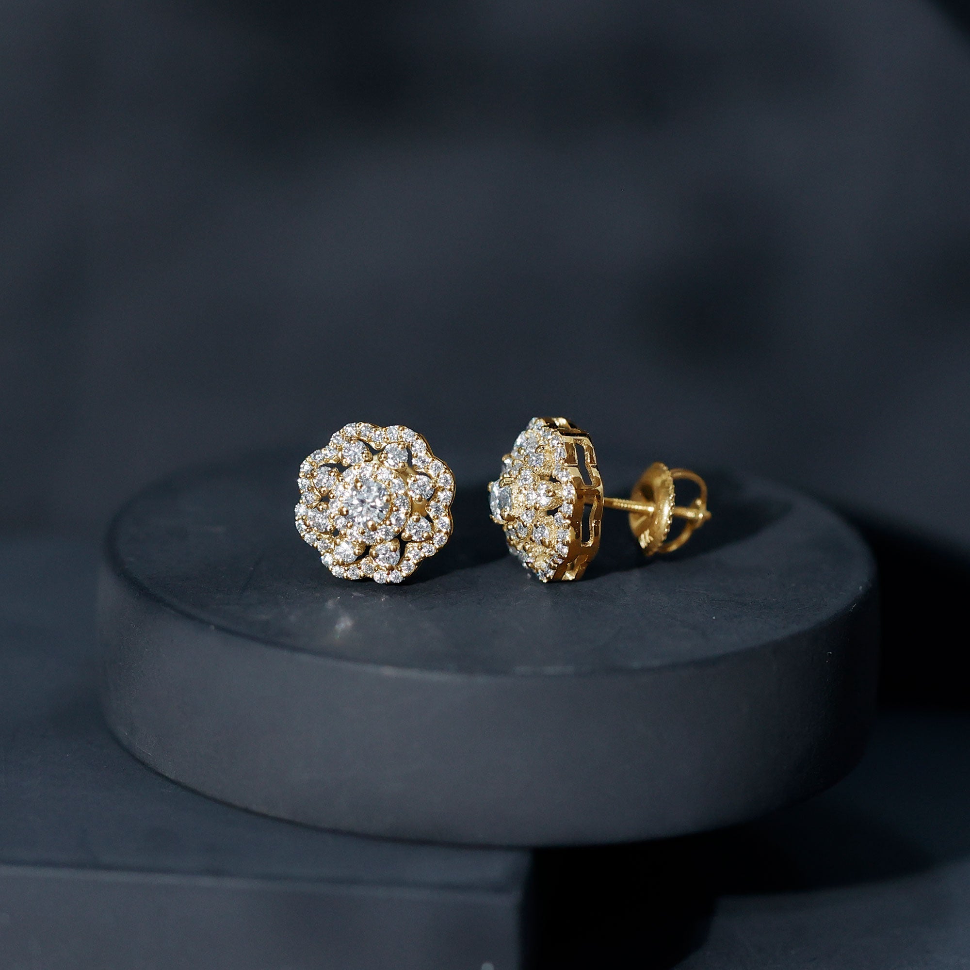Lab Grown Diamond Earrings – Elegant Floral Bridal Studs with Prong Setting