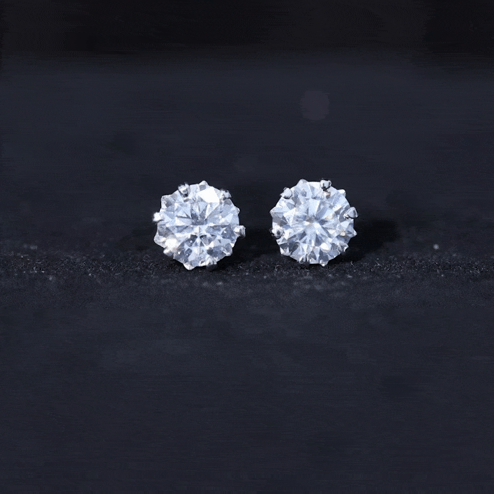 Lab Grown Diamond Earrings – 7 mm Solitaire 2 Carat Brilliant Cut Studs