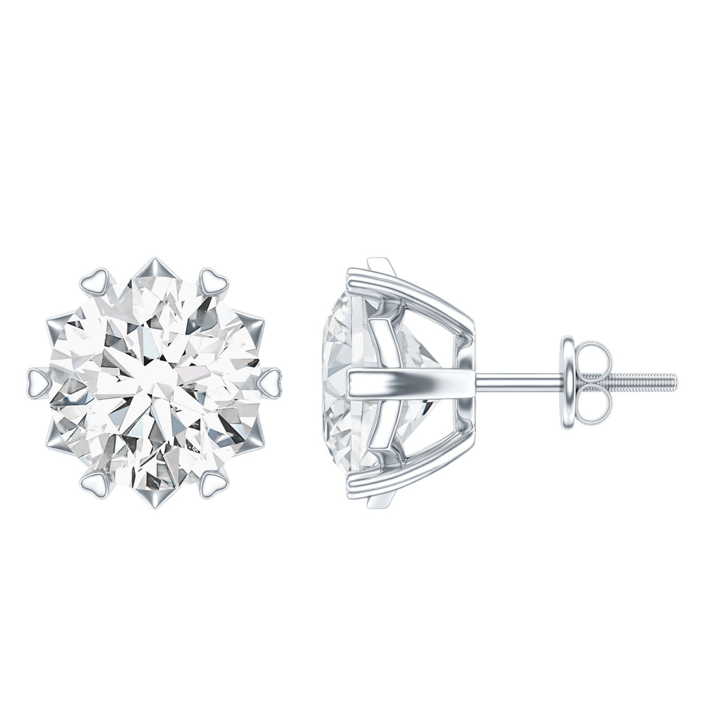 Lab Grown Diamond Earrings – 7 mm Solitaire 2 Carat Brilliant Cut Studs