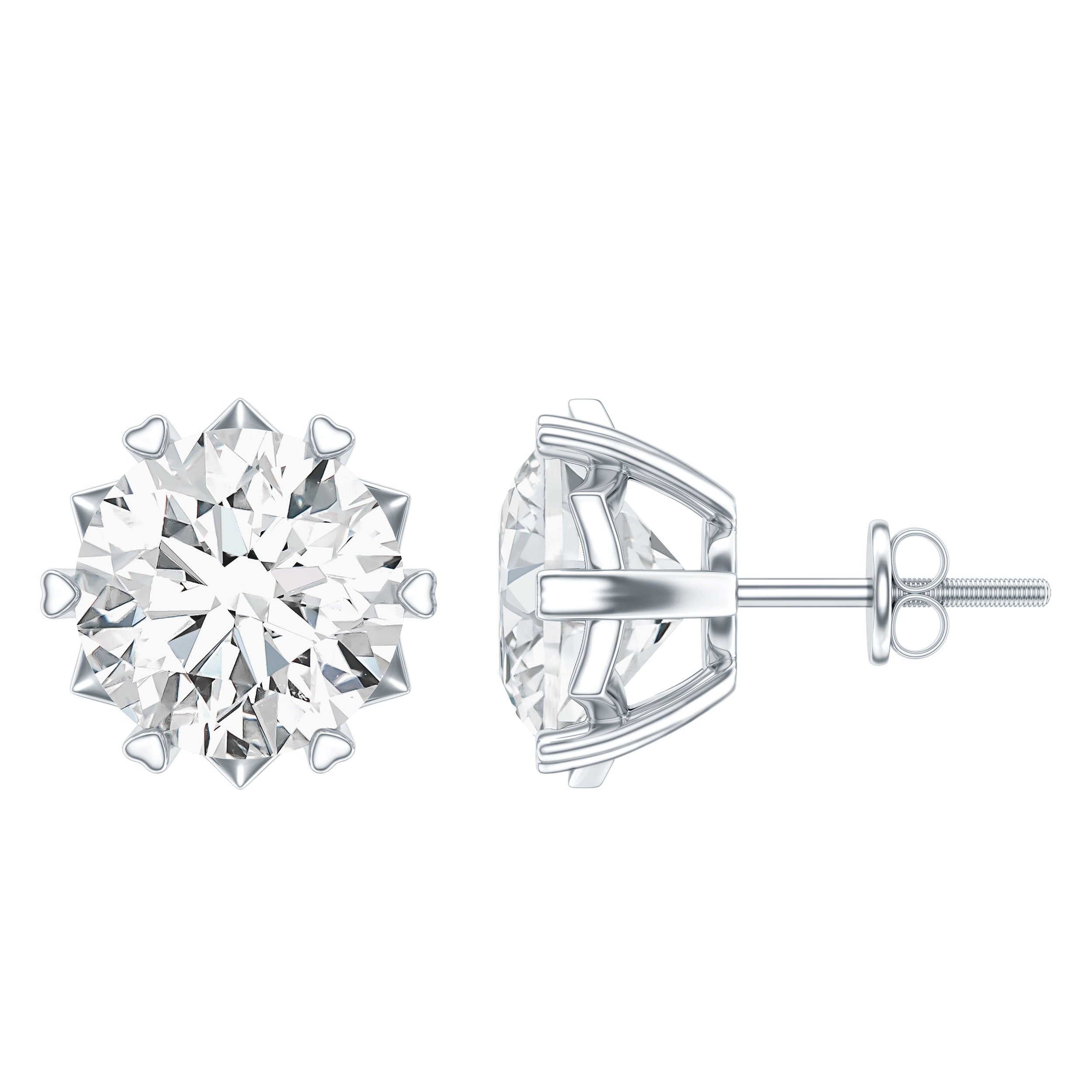Lab Grown Diamond Earrings – 7 mm Solitaire 2 Carat Brilliant Cut Studs