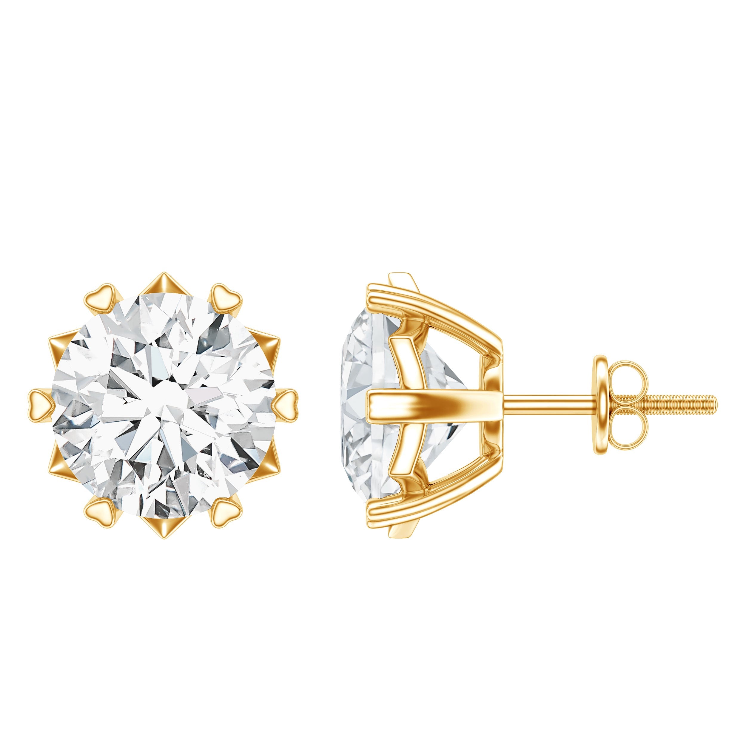 Lab Grown Diamond Earrings – 7 mm Solitaire 2 Carat Brilliant Cut Studs