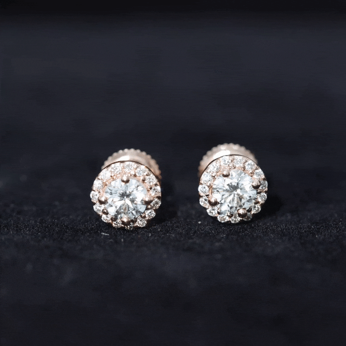 Diamond Halo Stud Earrings – Lab Grown Diamond Earrings | Classic Stud Design