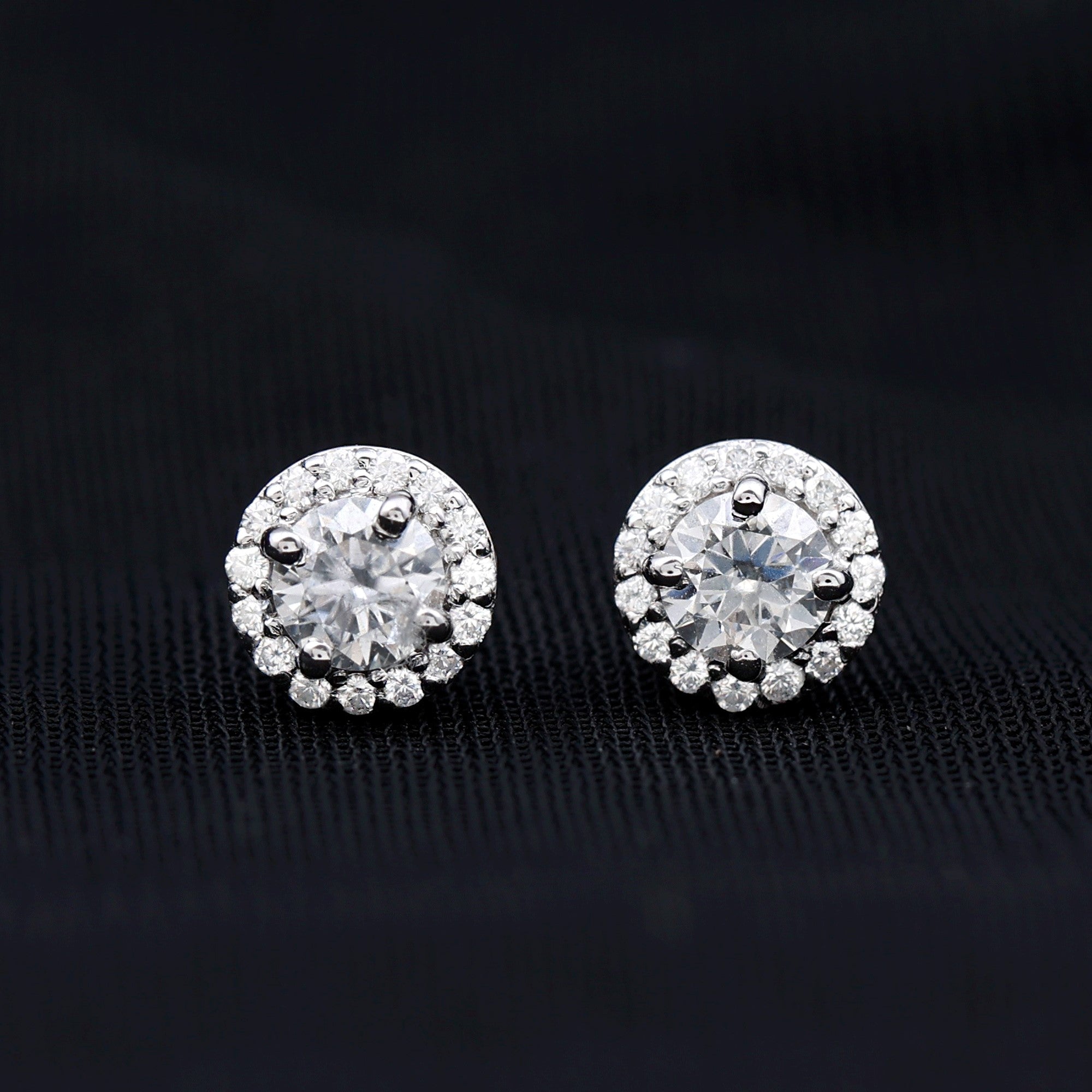 Diamond Halo Stud Earrings – Lab Grown Diamond Earrings | Classic Stud Design