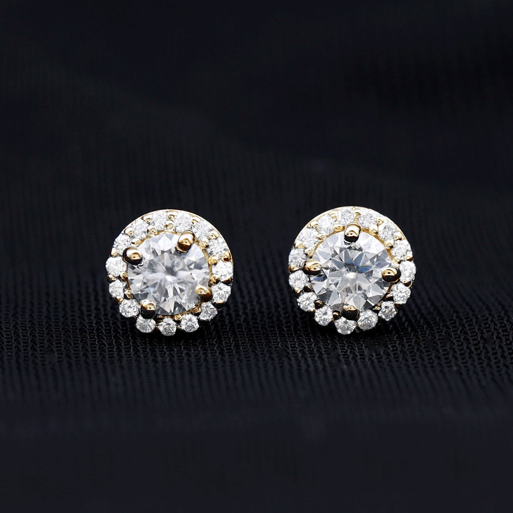 Diamond Halo Stud Earrings – Lab Grown Diamond Earrings | Classic Stud Design
