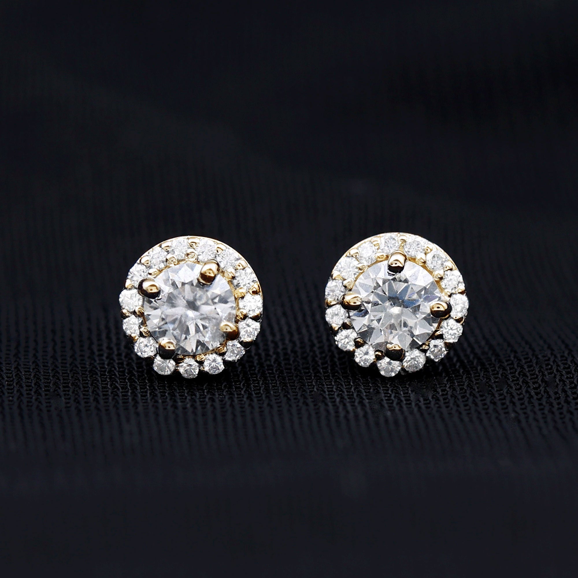 Diamond Halo Stud Earrings – Lab Grown Diamond Earrings | Classic Stud Design