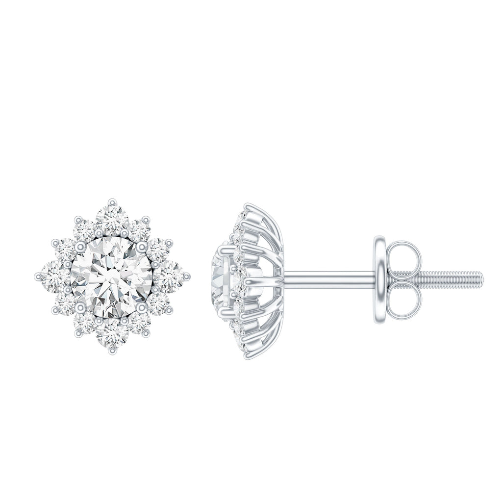 Diamond Halo Stud Earrings – Lab Grown Diamonds, Prong Setting, Sparkling Studs