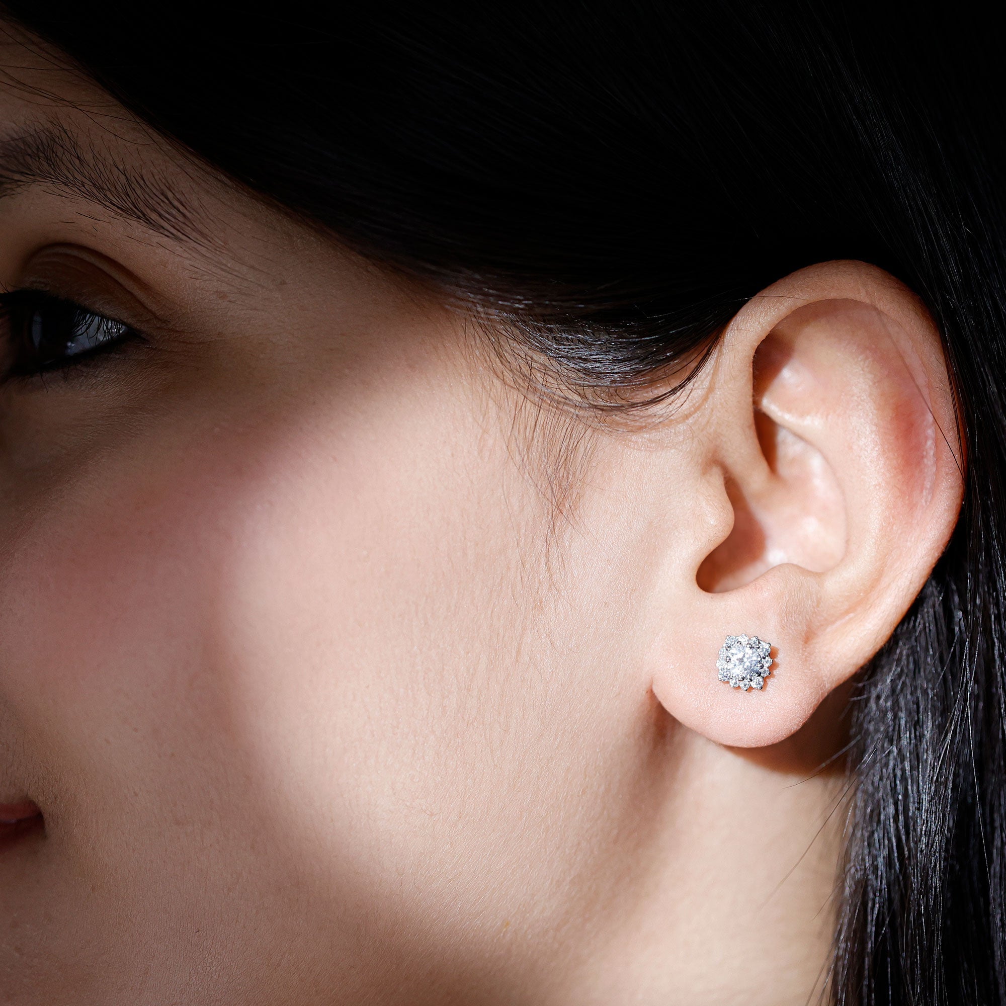 Diamond Halo Stud Earrings – Lab Grown Diamonds, Prong Setting, Sparkling Studs