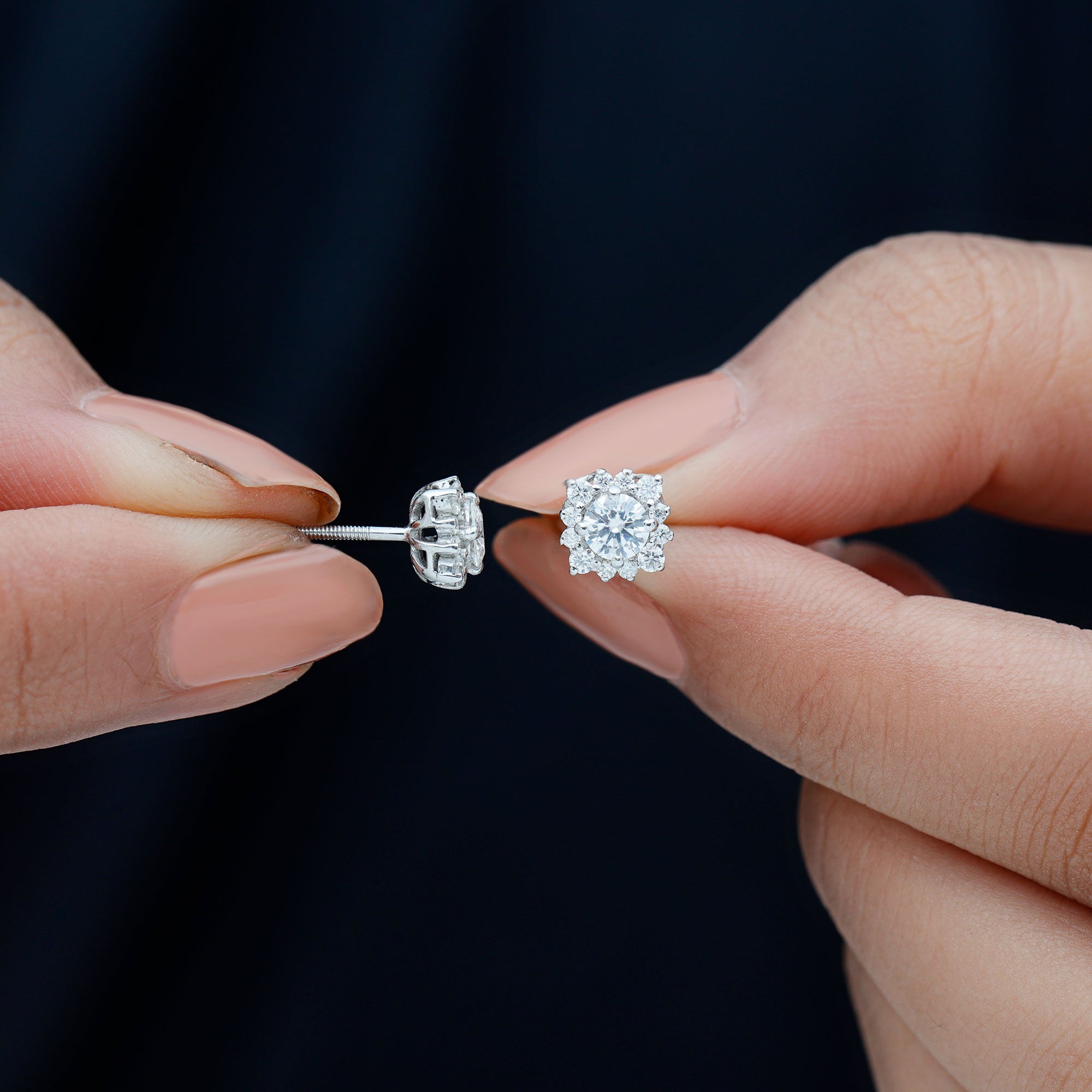 Diamond Halo Stud Earrings – Lab Grown Diamonds, Prong Setting, Sparkling Studs