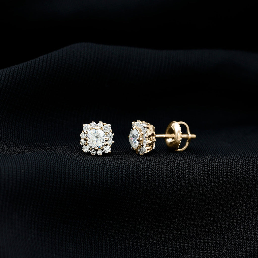 Diamond Halo Stud Earrings – Lab Grown Diamonds, Prong Setting, Sparkling Studs