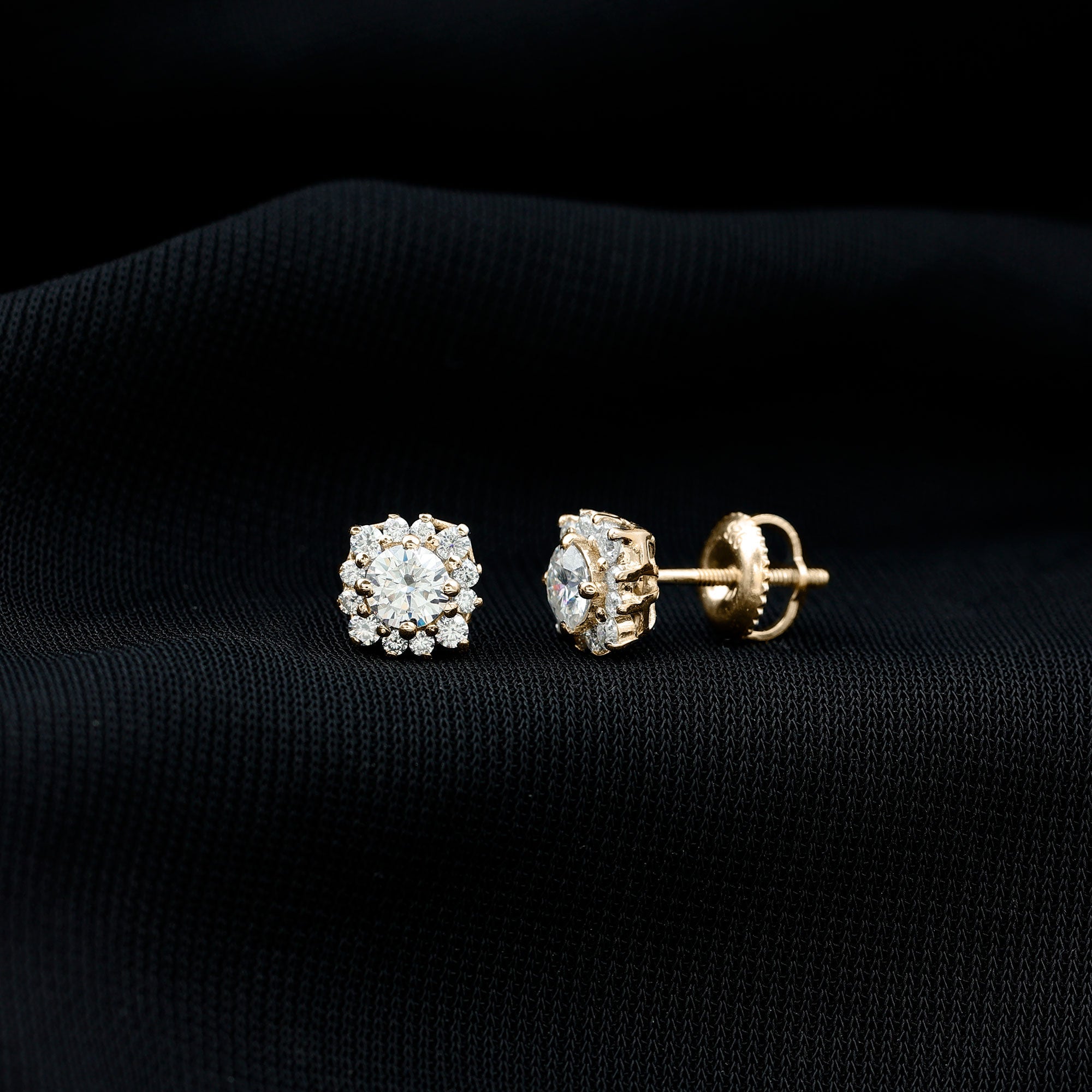 Diamond Halo Stud Earrings – Lab Grown Diamonds, Prong Setting, Sparkling Studs