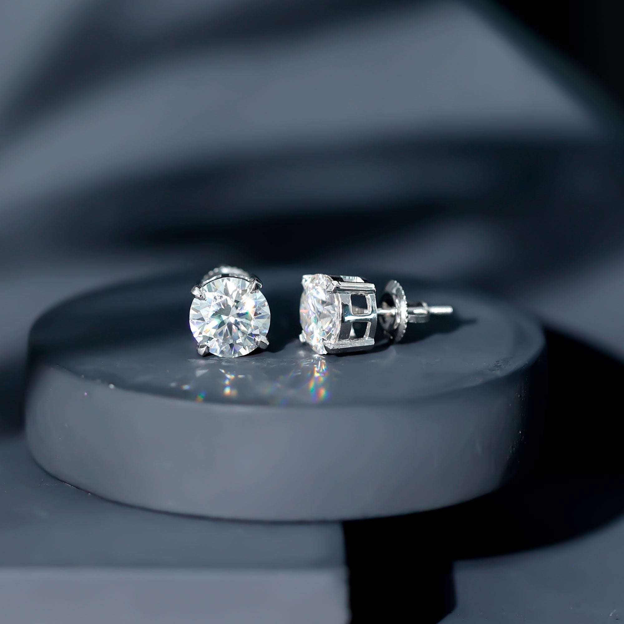 Lab Created Diamond Earrings – 4 Carat Solitaire Studs | Round Claw Set